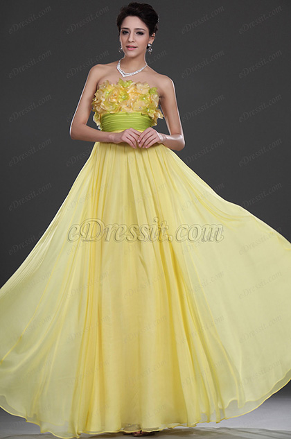 eDressit New Gorgeous Strapless Yellow Evening Dress (00107603)