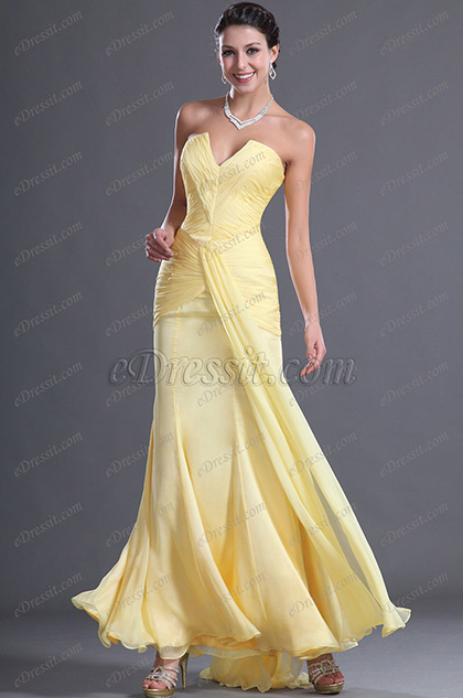 eDressit Adorable V Cut Yellow Evening Dress (W00128203)