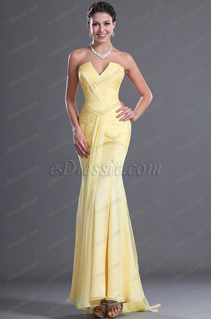 eDressit Adorable V Cut Yellow Evening Dress (W00128203)
