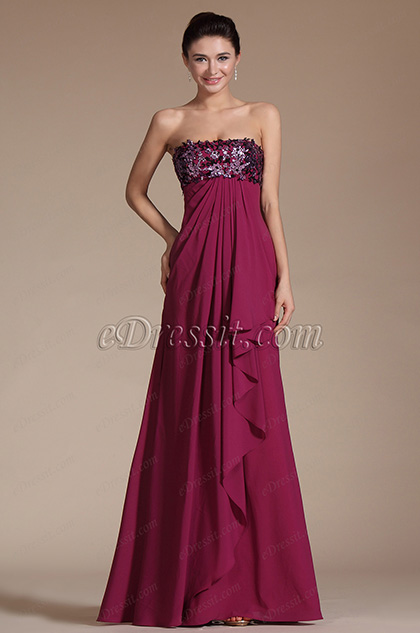 Stunning Strapless Hand-sewn Appliques Evening Dress(C00145712)