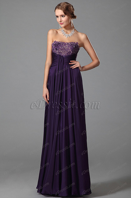 Noble Strapless Empire Waist Evening Gown Prom Dress (00152406)