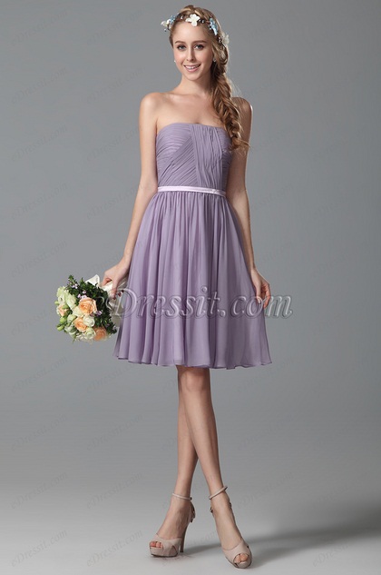Flattering Strapless Short Lavender Bridesmaid Dress 07150206