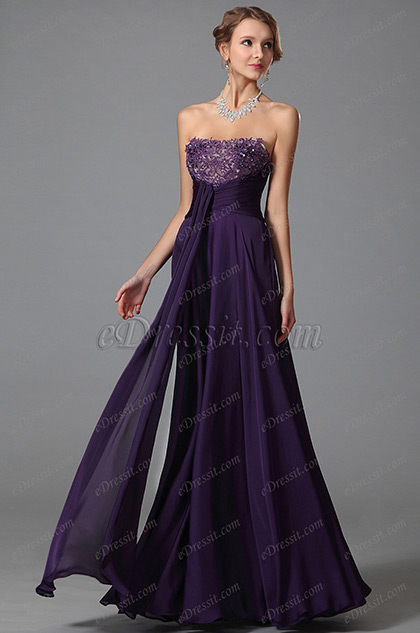 Noble Strapless Empire Waist Evening Gown Prom Dress (00152406)